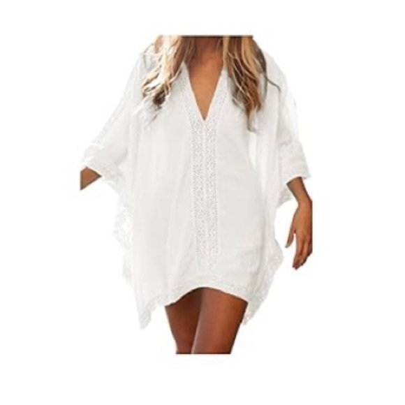 Swim cover up- Amazon White Dolman Sleeve Swim Coverup - Picture 1 of 8